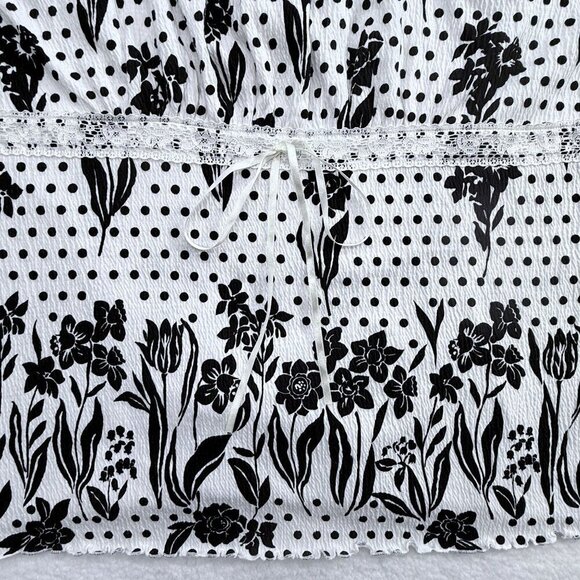 Dressbarn Polka Dot Floral Gauze Tunic Top Peasant Boho B & W Womens 18/20 - Picture 4 of 11